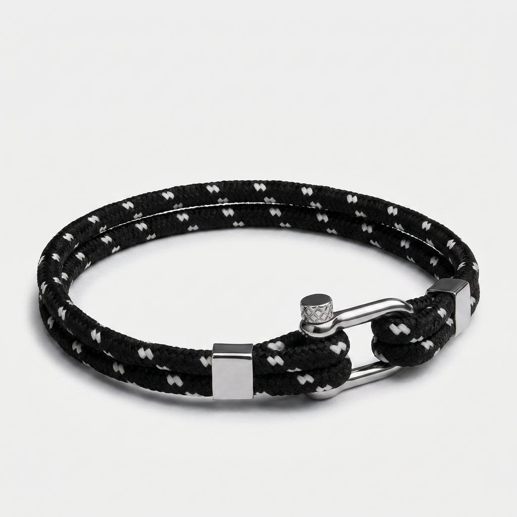 Double Wrap Nautical Rope Bracelet — Black