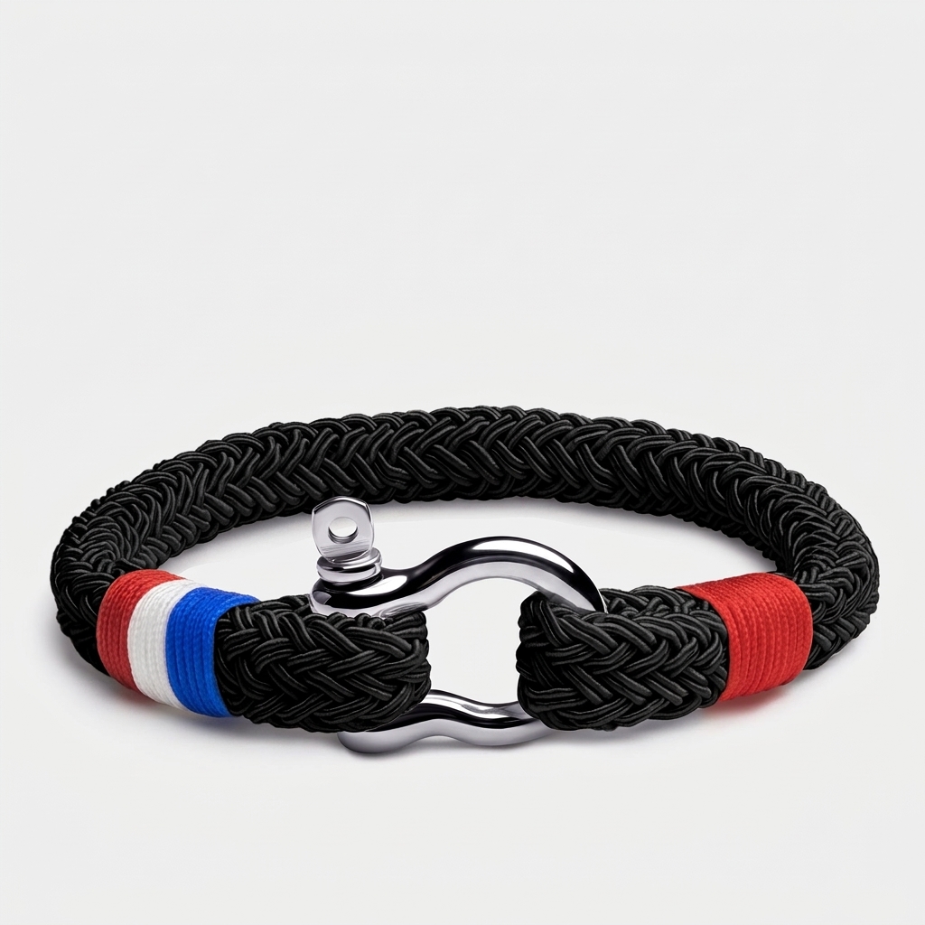 Braided Nylon Nautical Rope Bracelet — Black