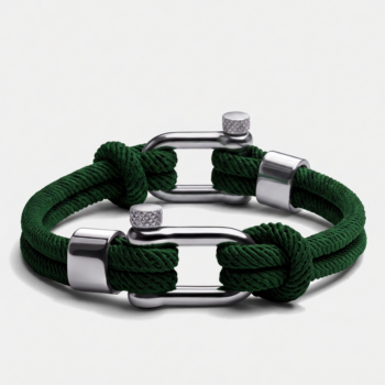 Screw Shackle Nautical Rope Bracelet — Green