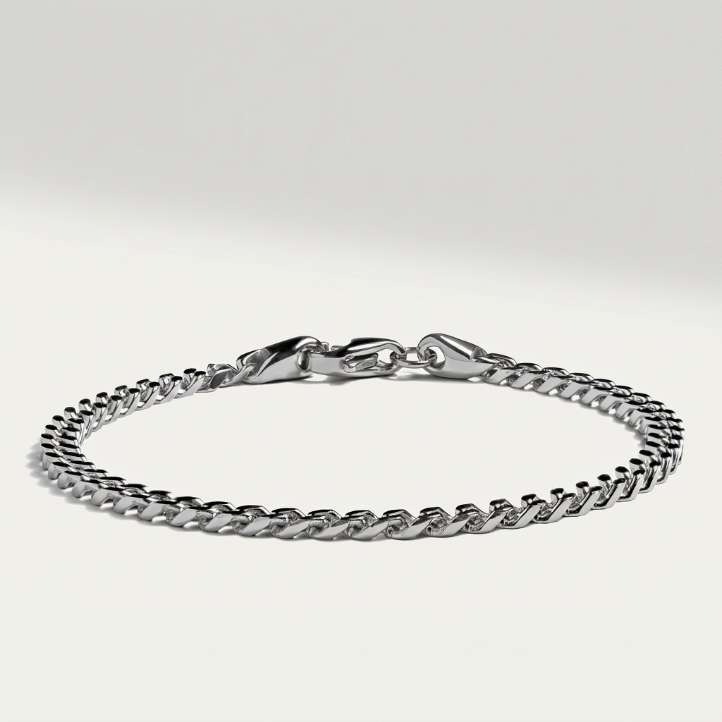 Cuban Link Chain Bracelet 4mm — Silver