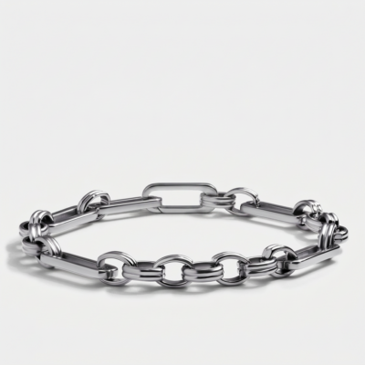 Hinge Clasp Paperclip Chain Bracelet — Silver