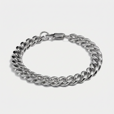 Cuban Link Chain Bracelet 8mm — Silver