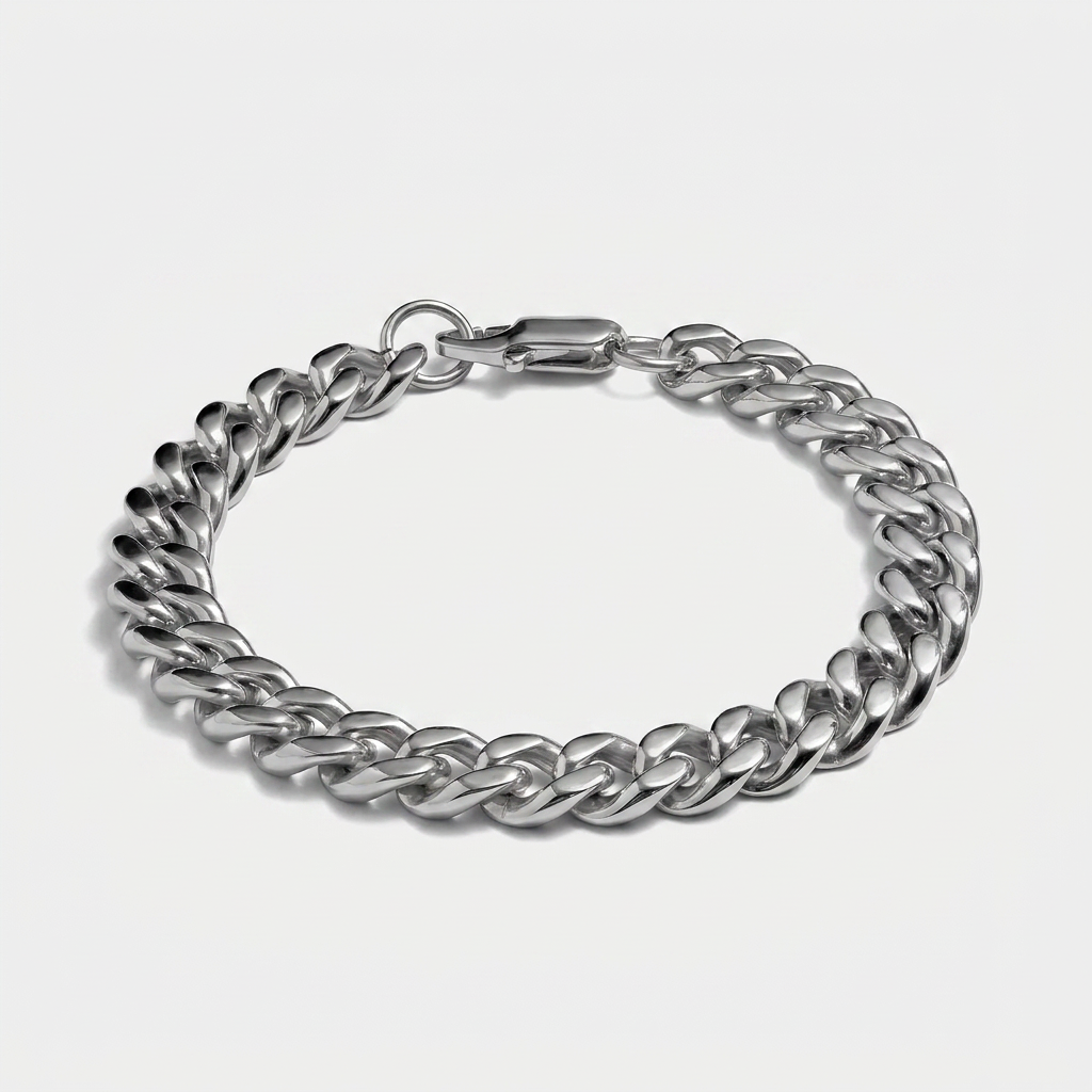 Cuban Link Chain Bracelet 8mm — Silver