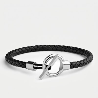 Toggle Clasp Braided Leather Bracelet