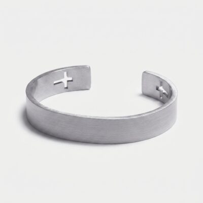 Brushed Steel Cuff Bracelet — Silver