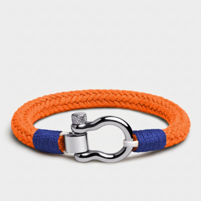 Horseshoe Shackle Nautical Rope Bracelet — Orange