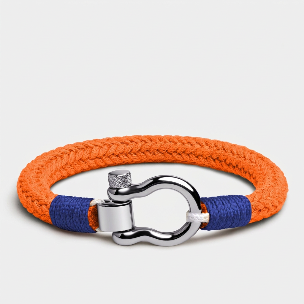 Horseshoe Shackle Nautical Rope Bracelet — Orange