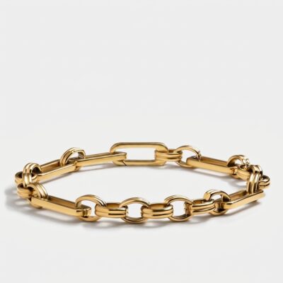 Hinge Clasp Paperclip Chain Bracelet — Gold