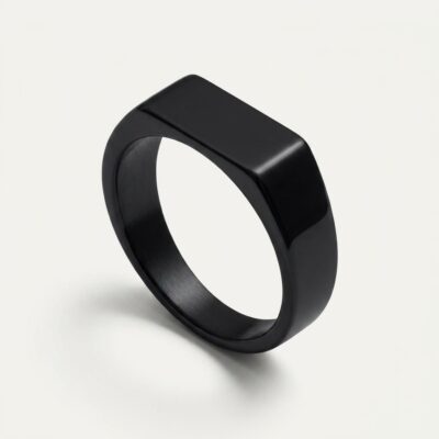 Stainless Steel Signet Ring — Black