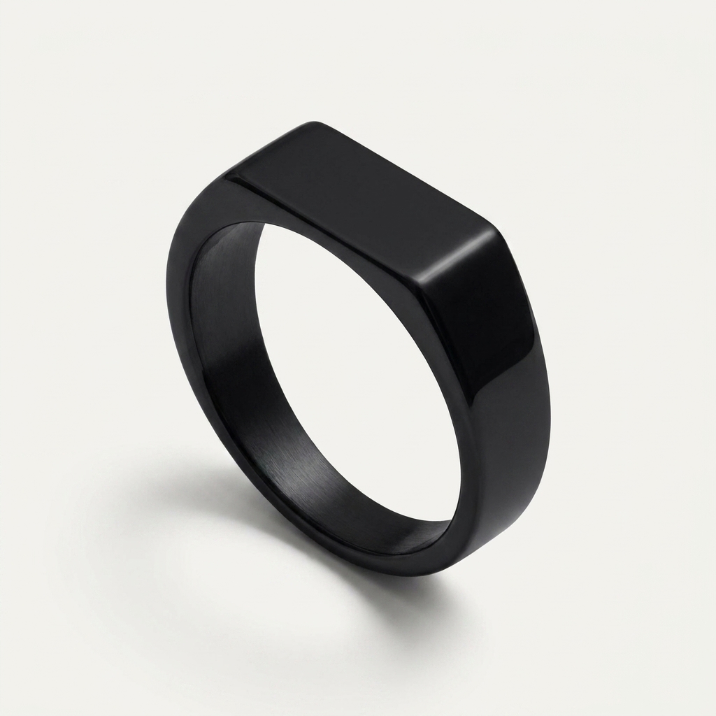 Stainless Steel Signet Ring — Black