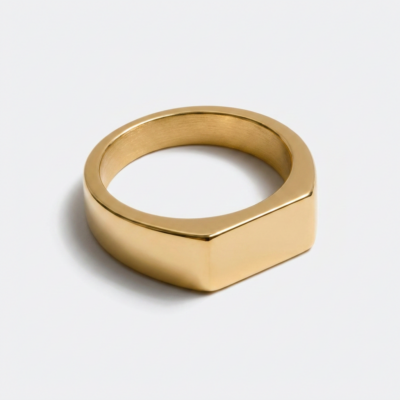 Stainless Steel Signet Ring — Gold
