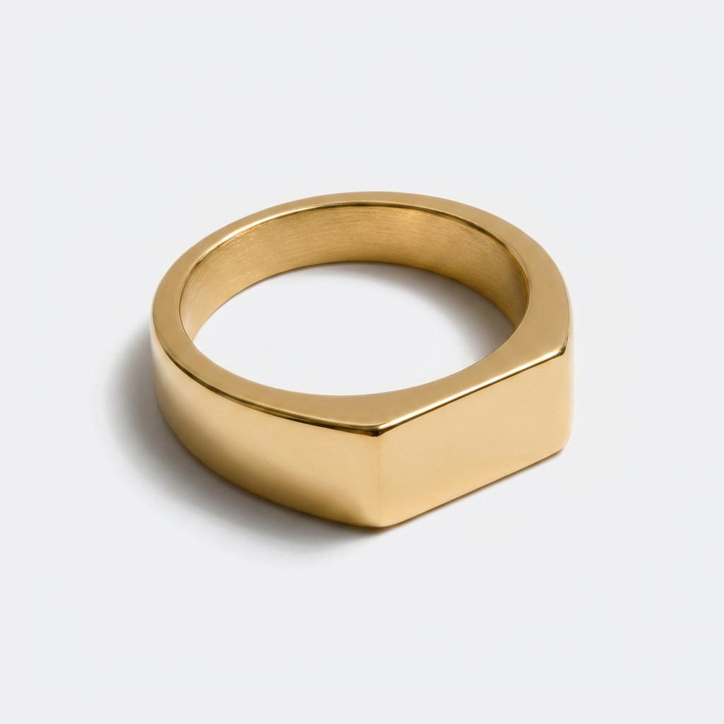 Stainless Steel Signet Ring — Gold