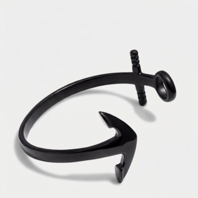 Polished Finish Steel Cuff Bracelet — Black