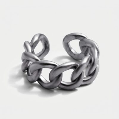 Brushed Cuban Link Ring — Silver