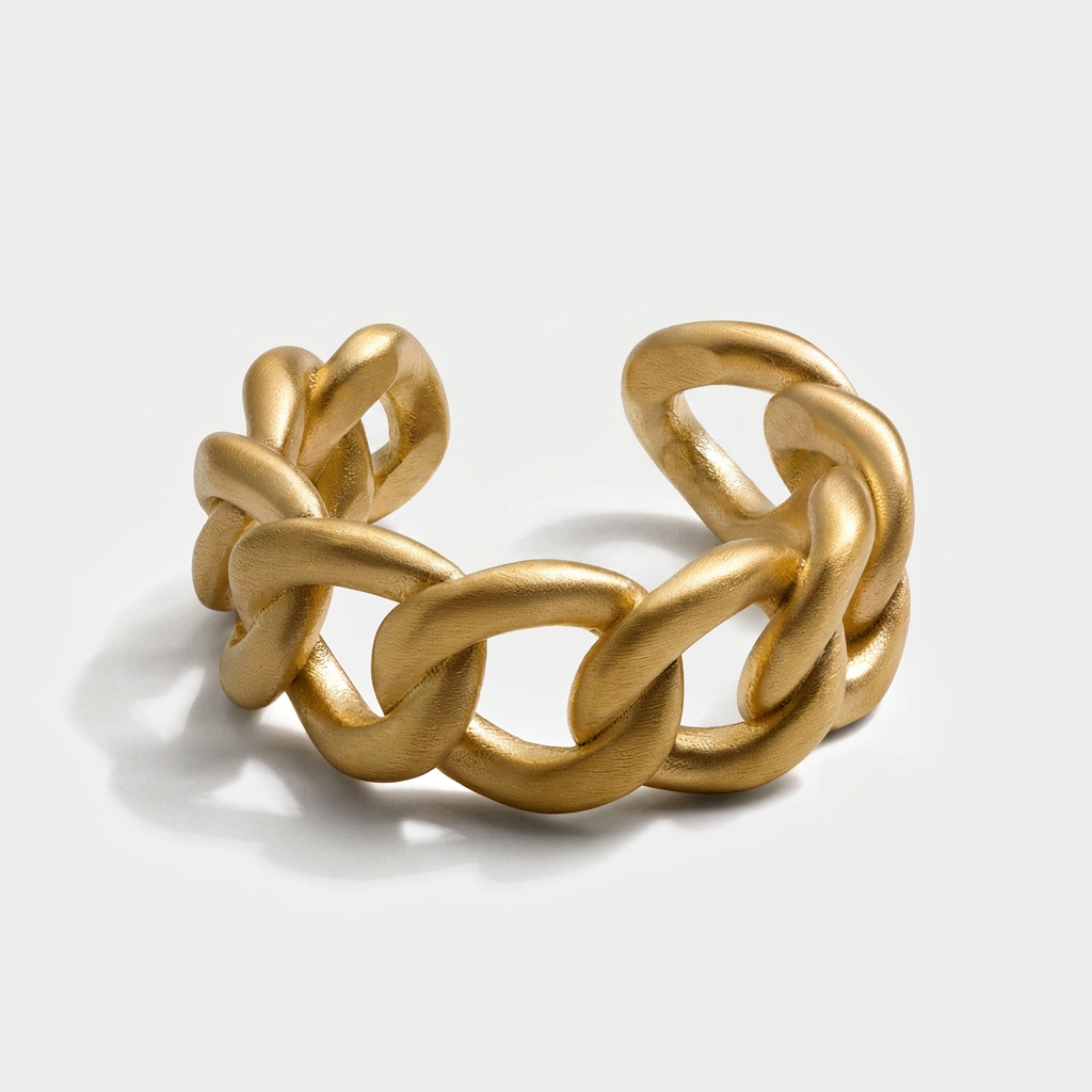 Brushed Cuban Link Ring — Gold