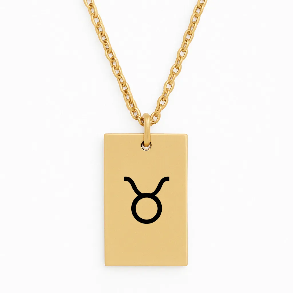 Luxury Stainless Steel Bar Necklace with Your Zodiac Sign – Image 2