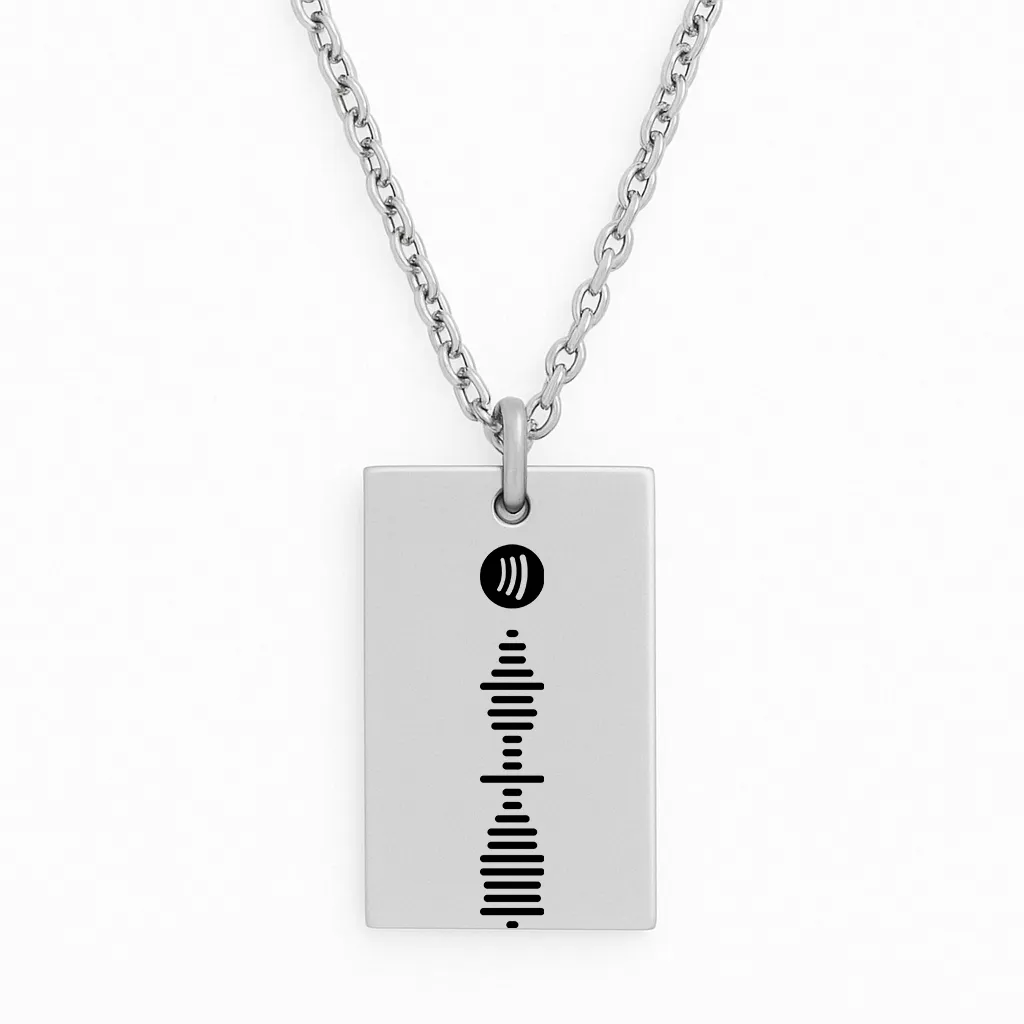 Luxury Stainless Steel Bar Necklace with Spotify Code