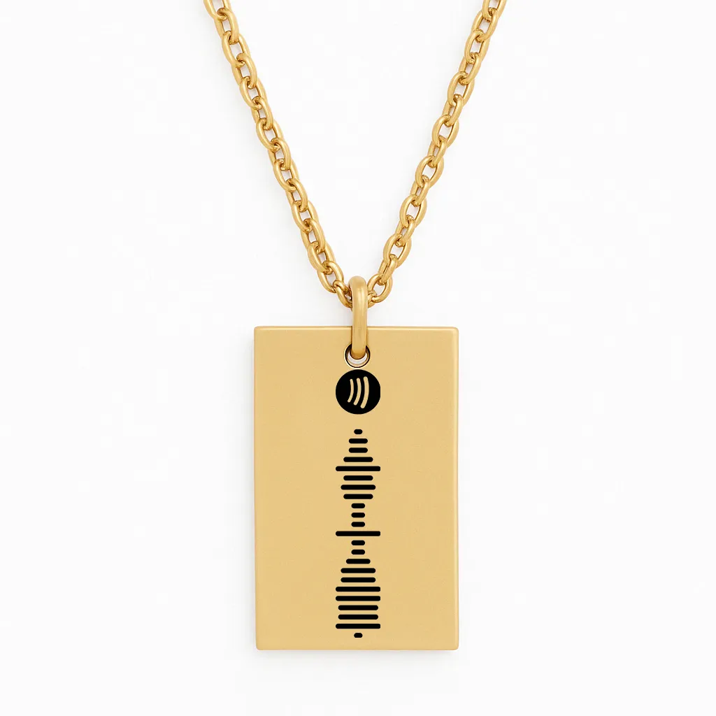Luxury Stainless Steel Bar Necklace with Spotify Code - Image 2