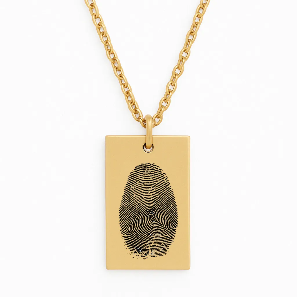 Luxury Stainless Steel Bar Necklace with Fingerprint Engraving - Obrázek 2