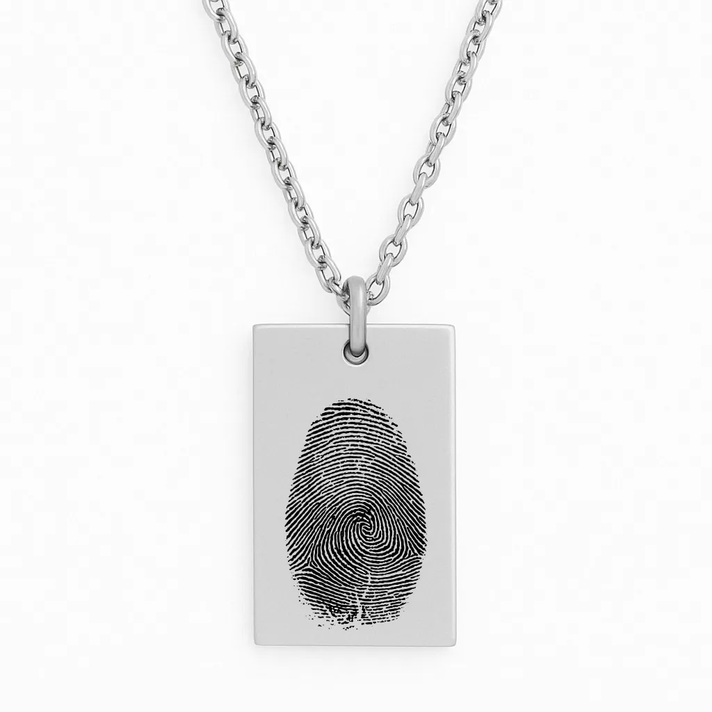 Luxury Stainless Steel Bar Necklace with Fingerprint Engraving - Obrázek 3